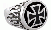 Sterling Silver Flaming Iron Cross Ring