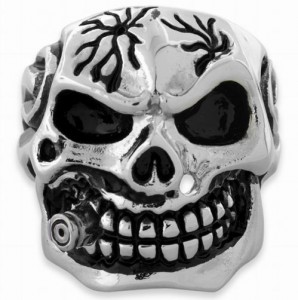 110213 Stainless Steel Cigar Skull Ring 2