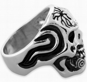 110213 Stainless Steel Cigar Skull Ring 3